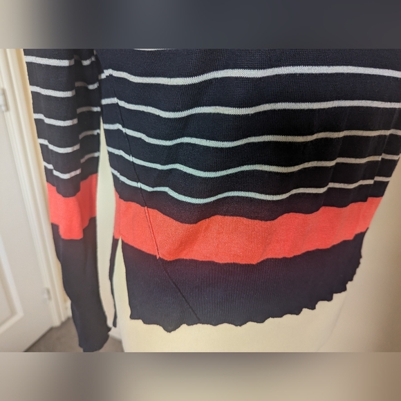 Zara knit jumper striped coral white black size S - Picture 4 of 6